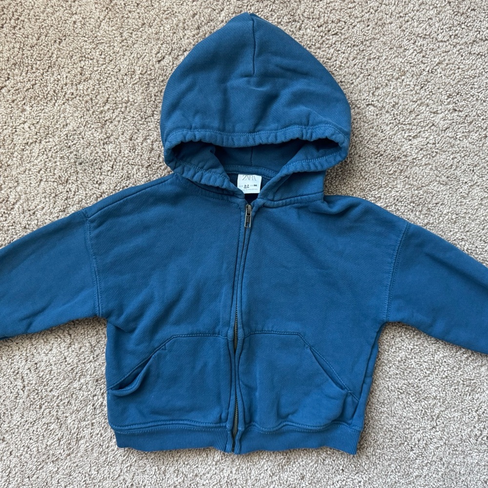 Zara Kids Deep Blue Zip-Up Hoodie